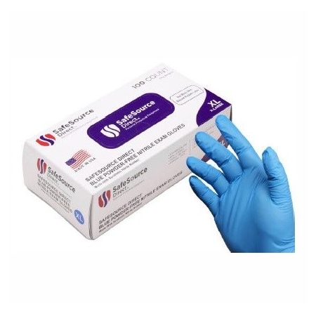Safe Source Disposable Gloves, 4 mil Palm, Nitrile, Powder-Free, 2XL, 900 PK, Blue NTR2006BE-XXL
